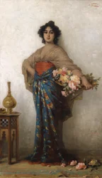 Orientalische Schönheit mit Rosenkorb